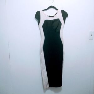 Color blocked black and white bodycon dress